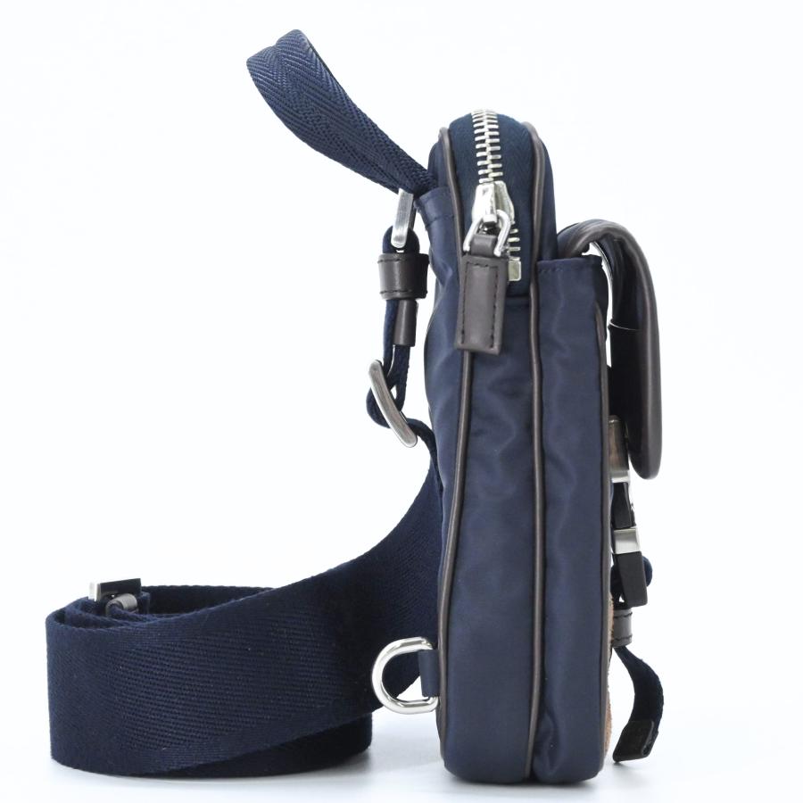 【未使用品】PRADA プラダ スエード Reナイロン ショルダーバッグ 肩掛け トライアングル ネイビー 青 ブラウン 茶 ICチップ |  | 03