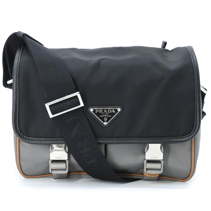 【未使用品】PRADA プラダ テスート Re-Nylon トライアングル ショルダー 肩掛け ブラック 黒 グレー ブラウン 茶 2VD769 ICチップ有 |  | 01