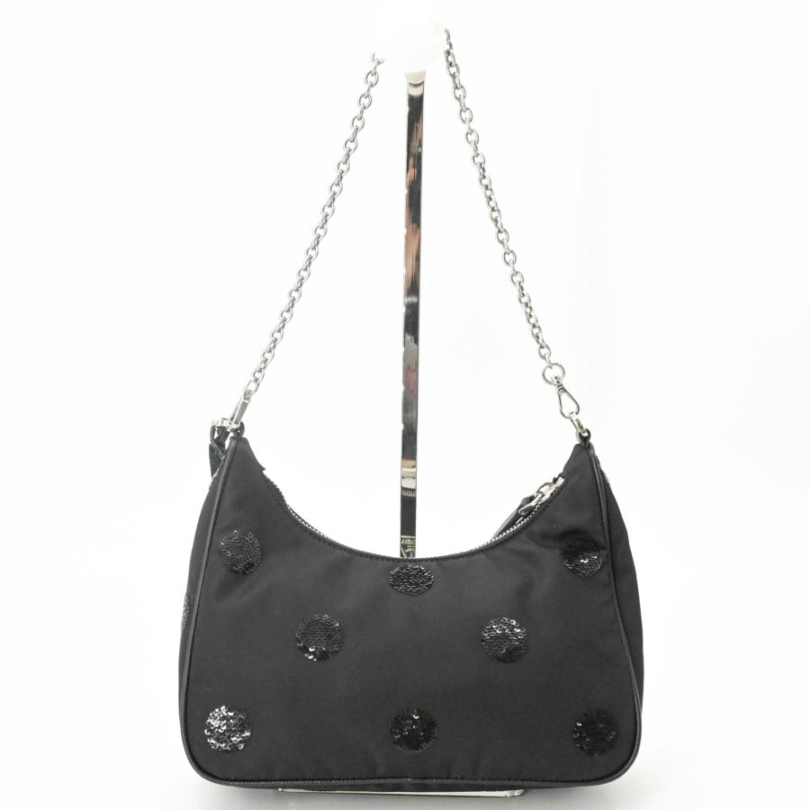 【美品】PRADA プラダ Re-Nylon リナイロン リエディション2005 スパンコール ハンドバッグ ショルダーバッグ レディース ブラック 黒 白タグ |  | 02
