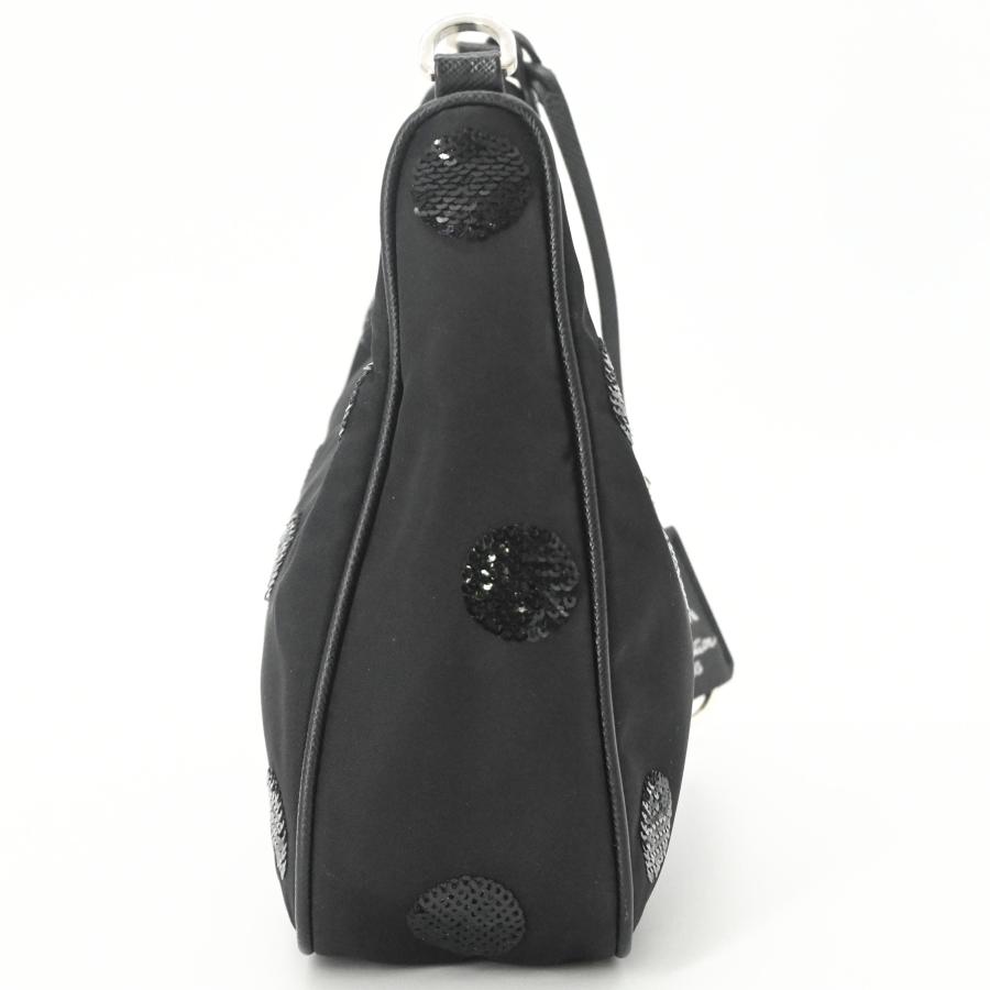 【美品】PRADA プラダ Re-Nylon リナイロン リエディション2005 スパンコール ハンドバッグ ショルダーバッグ レディース ブラック 黒 白タグ |  | 03
