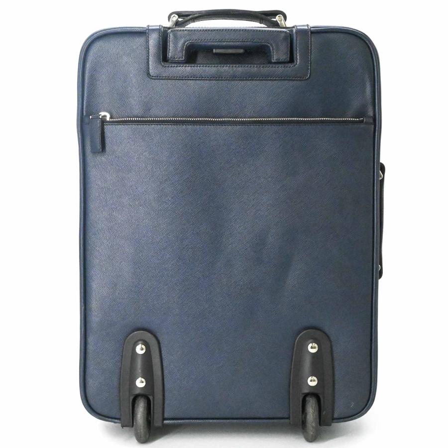 【美品】PRADA プラダ サフィアーノ レザー キャリーケース トラベル 旅行鞄 スーツケース 三角ロゴ ネイビー 青 VV030M 白タグ有 |  | 01