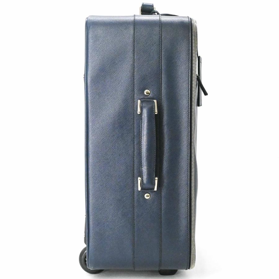 【美品】PRADA プラダ サフィアーノ レザー キャリーケース トラベル 旅行鞄 スーツケース 三角ロゴ ネイビー 青 VV030M 白タグ有 |  | 02