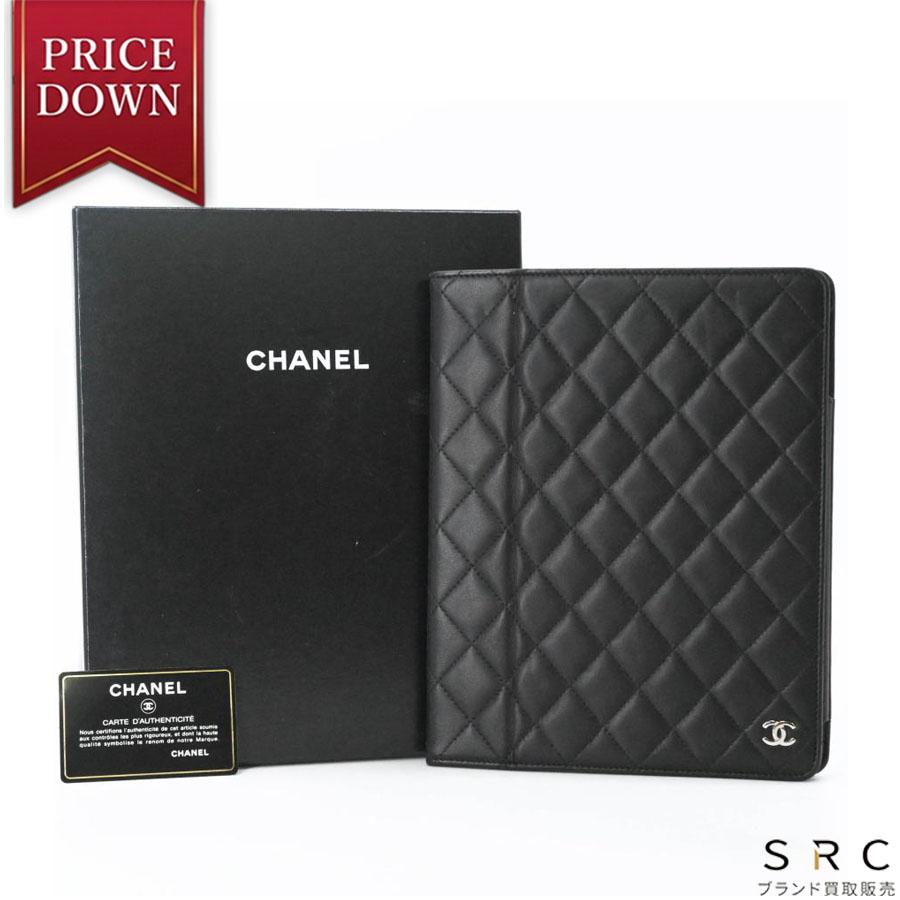 【美品】CHANEL シャネル マトラッセ ラムスキン タブレットケース iPadケース ロゴ ブラック 黒 ブラウン 茶 型番不明 | CHANEL
