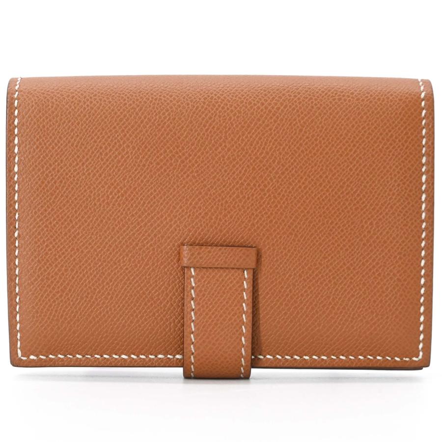 【美品】HERMES エルメス ベアン ミニ カードケース コインケース シェブルミゾル ゴールド金具 ゴールド ブラウン 茶 W刻印 | Bearn | 02