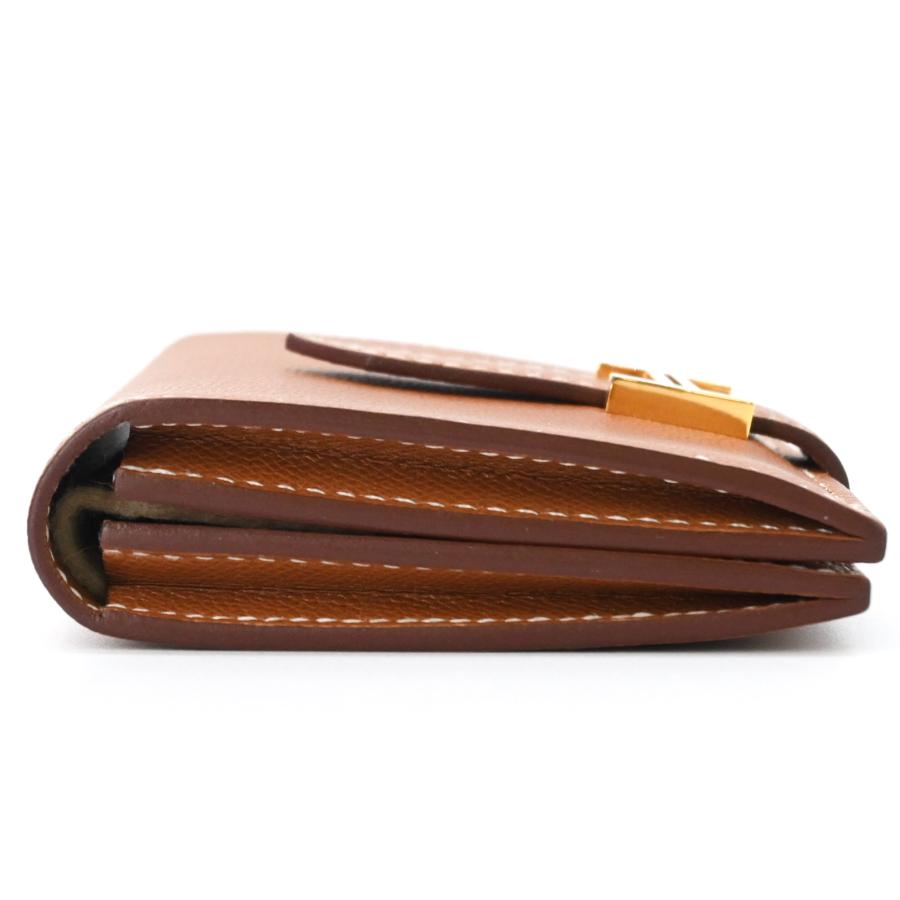 【美品】HERMES エルメス ベアン ミニ カードケース コインケース シェブルミゾル ゴールド金具 ゴールド ブラウン 茶 W刻印 | Bearn | 03