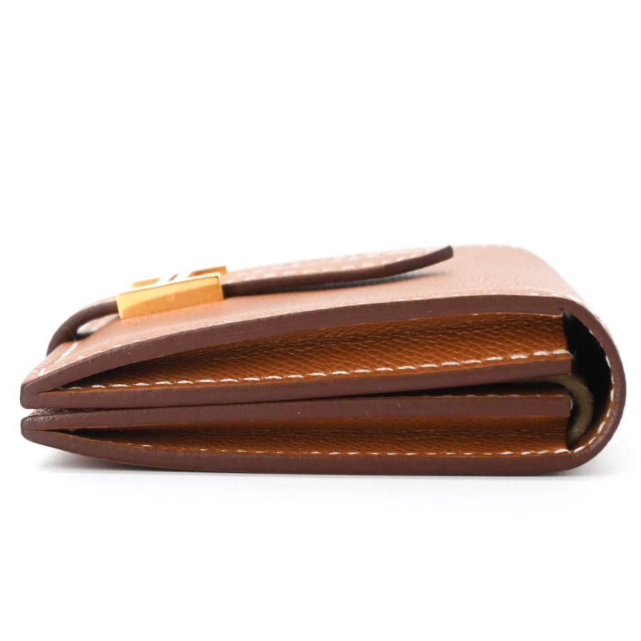 【美品】HERMES エルメス ベアン ミニ カードケース コインケース シェブルミゾル ゴールド金具 ゴールド ブラウン 茶 W刻印 | Bearn | 04
