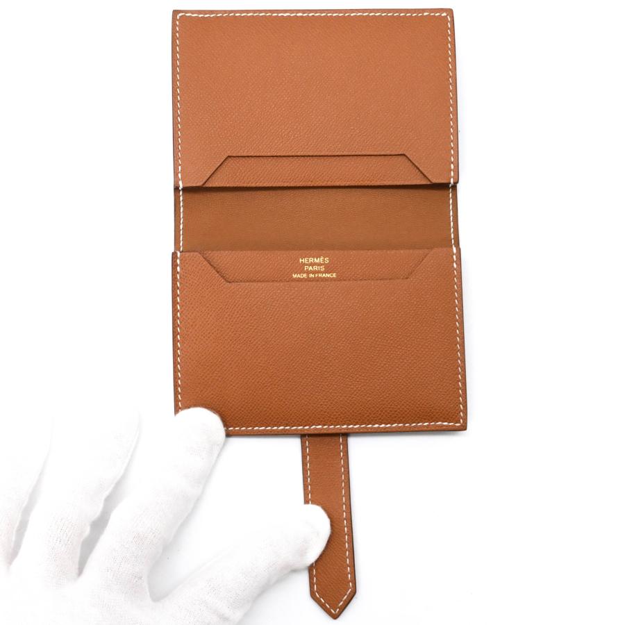 【美品】HERMES エルメス ベアン ミニ カードケース コインケース シェブルミゾル ゴールド金具 ゴールド ブラウン 茶 W刻印 | Bearn | 07
