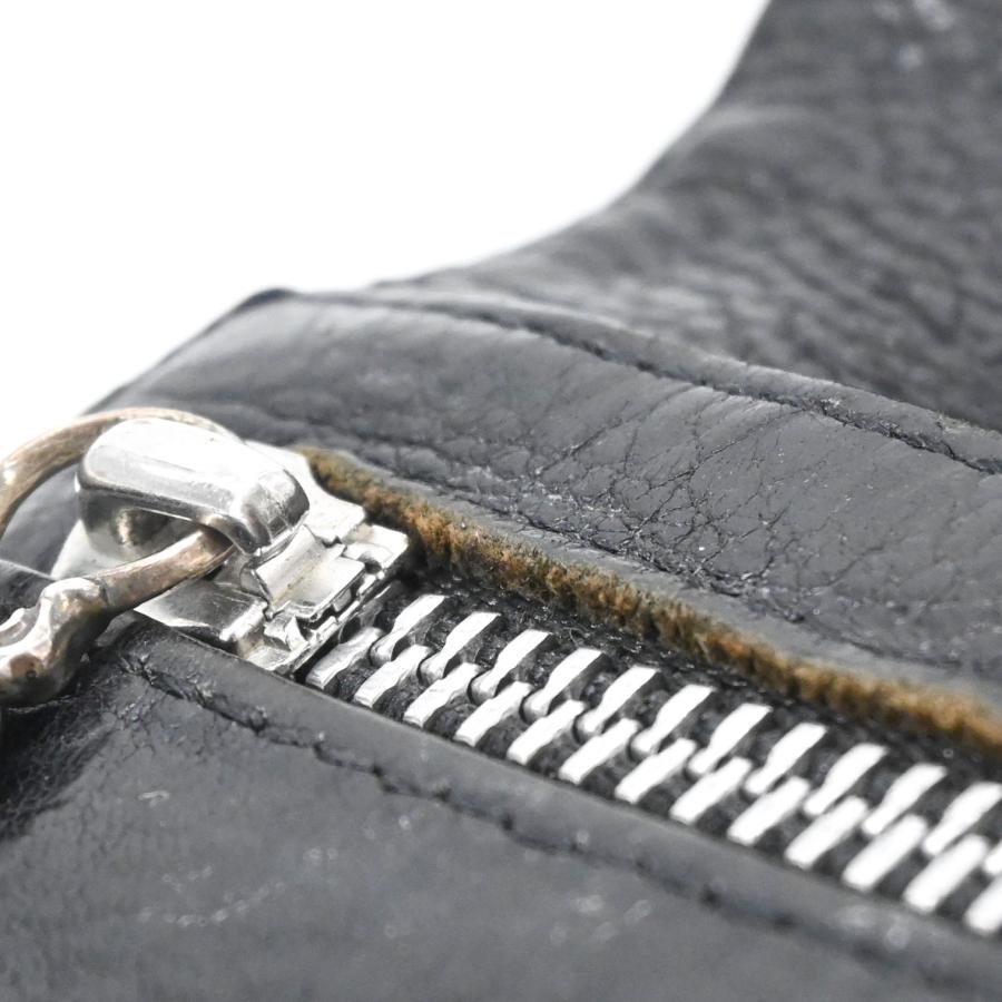 Chrome Hearts クロムハーツ ウェーブウォレット 長財布 三つ折り財布 クロスボタン シルバー金具 レザー メンズ 黒 ブラック | CHROME HEARTS | 18
