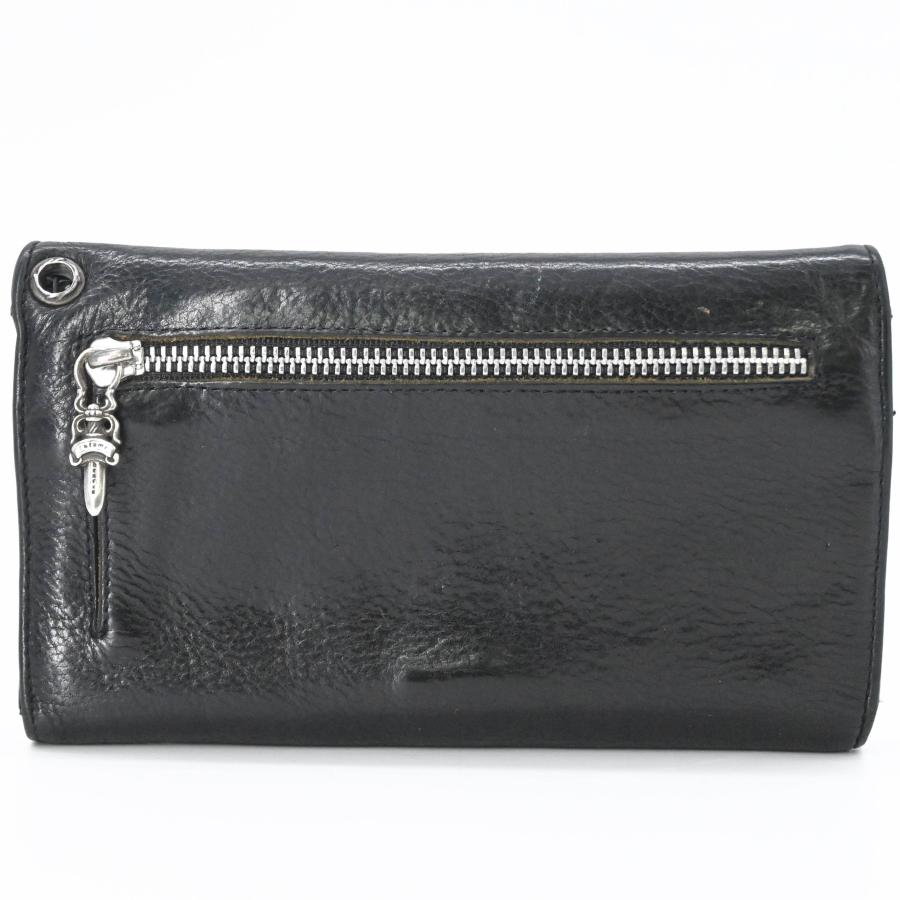 Chrome Hearts クロムハーツ ウェーブウォレット 長財布 三つ折り財布 クロスボタン シルバー金具 レザー メンズ 黒 ブラック | CHROME HEARTS | 01