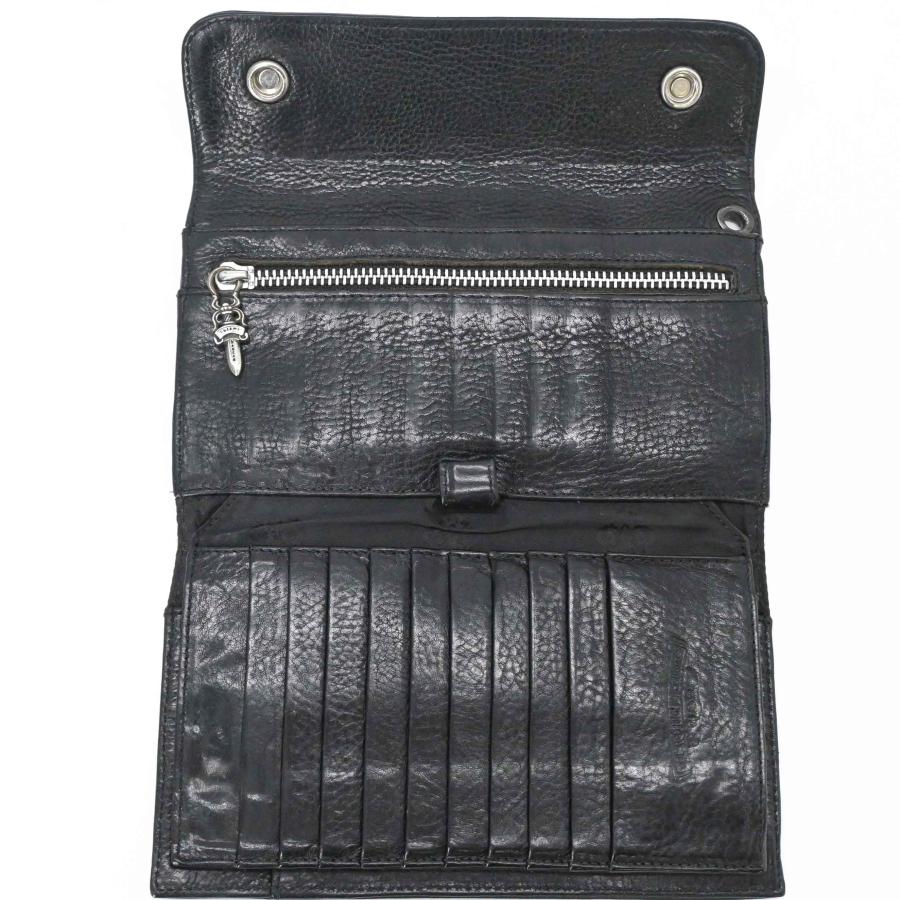 Chrome Hearts クロムハーツ ウェーブウォレット 長財布 三つ折り財布 クロスボタン シルバー金具 レザー メンズ 黒 ブラック | CHROME HEARTS | 05