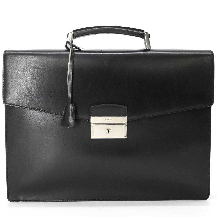 美品　PRADA プラダ ビジネスバッグ ブリーフケース レザー NERO 黒 美品】PRADA プラダ ビジネスバッグ ブリーフケース 書類鞄 レザー