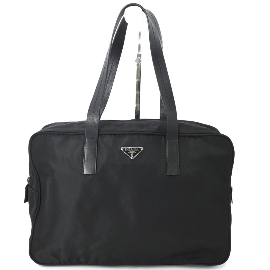 【美品】PRADA プラダ ナイロン ボーリングバッグ ハンドバッグ トートバッグ レディース メンズ ブラック 黒 白タグ有 | 