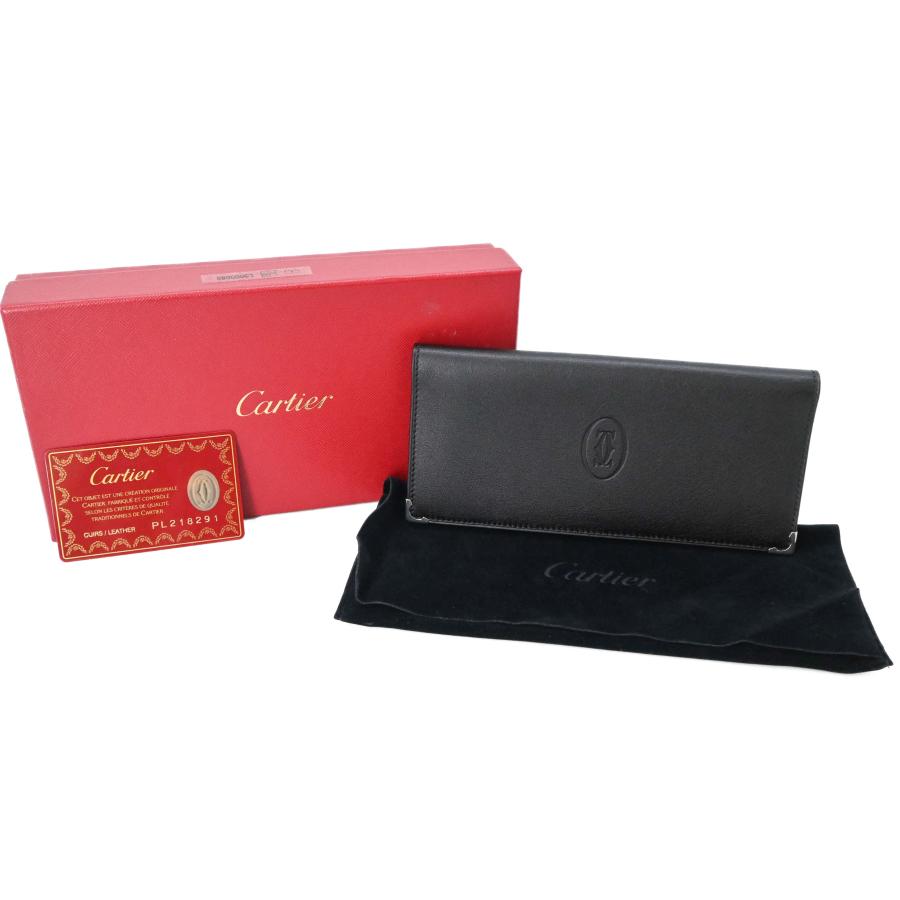 【未使用品】Cartier カルティエ マストライン レザー 長財布 カードケース 札入れ ブラック 黒 ボルドー 赤  L3000583 | 