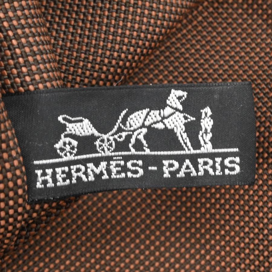 【美品】HERMES エルメス エールライン トートMM ハンドバッグ トートバッグ ブリーフケース ナイロン キャンバス ブラウン 茶 | エールライン | 12