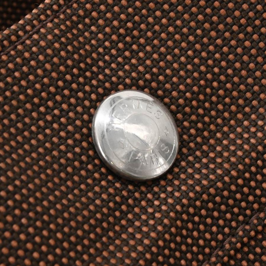【美品】HERMES エルメス エールライン トートMM ハンドバッグ トートバッグ ブリーフケース ナイロン キャンバス ブラウン 茶 | エールライン | 09