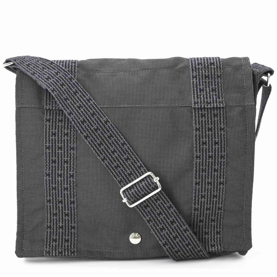 【美品】 HERMES エルメス エールライン バサスPM ショルダーバッグ メッセンジャーバッグ ナイロン キャンバス ユニセックス グレー | エールライン