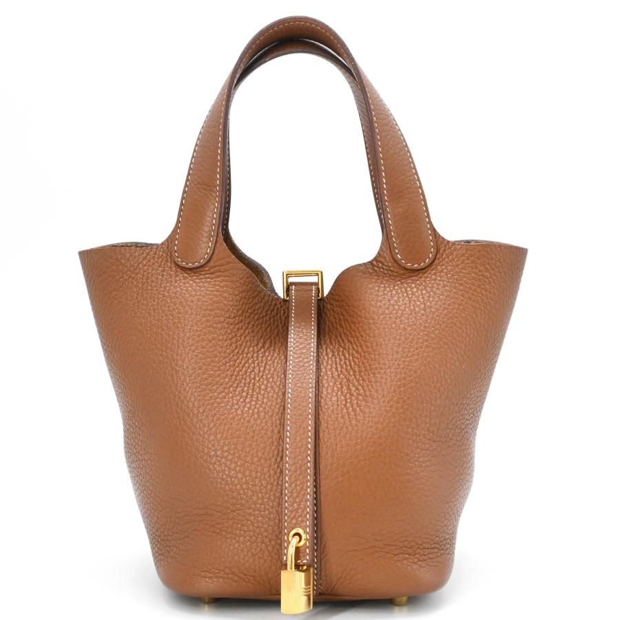 HERMES エルメス ピコタンロックPM ハンドバッグ レザー トリヨンクレマンス レディース ゴールド 茶 #U刻印 | ピコタン