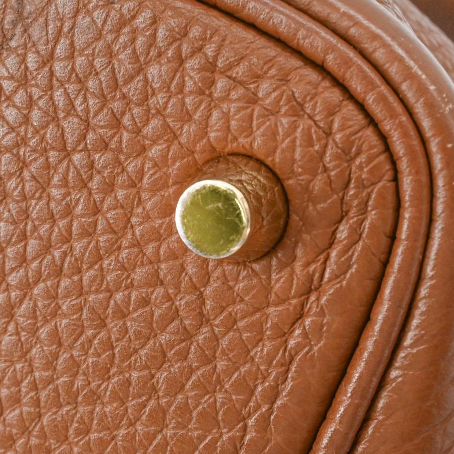 HERMES エルメス ピコタンロックPM ハンドバッグ レザー トリヨンクレマンス レディース ゴールド 茶 #U刻印 | ピコタン | 14