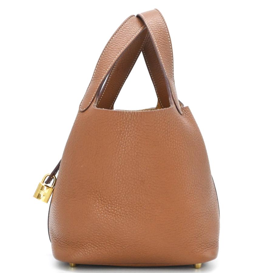 HERMES エルメス ピコタンロックPM ハンドバッグ レザー トリヨンクレマンス レディース ゴールド 茶 #U刻印 | ピコタン | 02