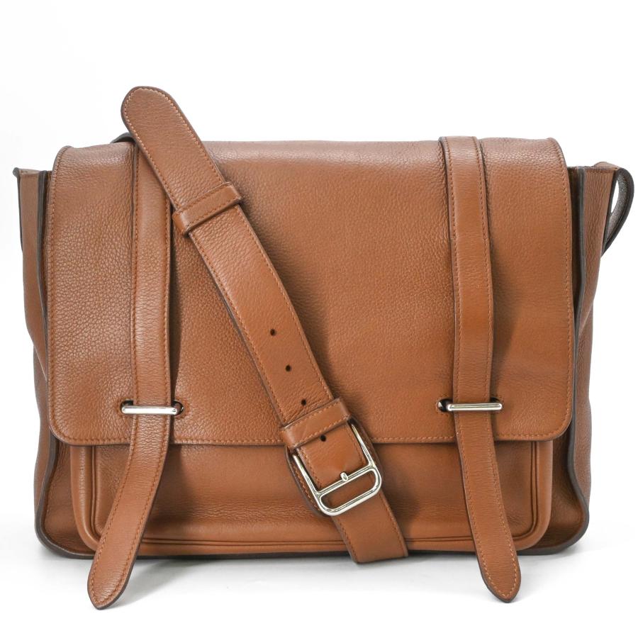 【美品】HERMES エルメス スティーブ ブザス35 ショルダーバッグ メンズ トリヨンクレマンス レザー ブラウン 茶 #□O刻印 | HERMES
