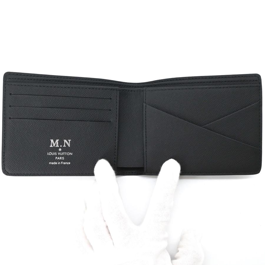 【美品】LOUIS VUITTON ルイヴィトン モノグラムエクリプス ポルトフォイユ・ミュルティプル 二つ折り財布 メンズ ブラック 黒 M61695 イニシャル入り | ポルトフォイユ・ミュルティプル | 06