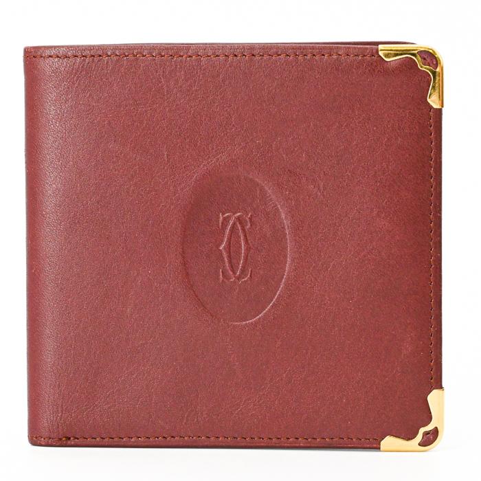 【美品】Cartier カルティエ マストライン 財布 二つ折り財布 札入れ レザー レディース ボルドー 赤 7 3184158 | Cartier | 01
