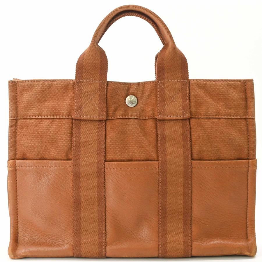 HERMES エルメス フールトゥ PM ハンドバッグ トート ハーフレザー キャンバス レザー ブラウン 茶 | フールトゥ | 01