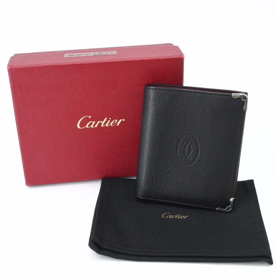 【美品】Cartier カルティエ 財布 ガーランドドゥカルティエ レザー 二つ折り財布 札入れ カードケース シルバー金具 | Cartier