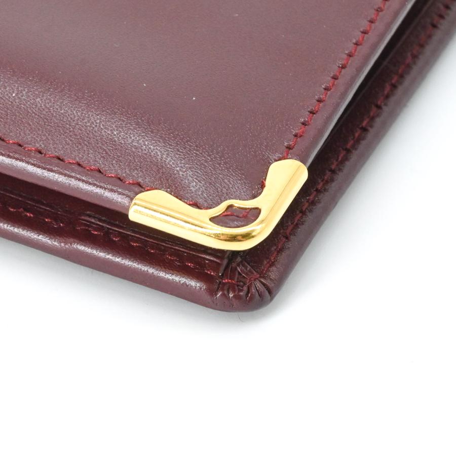 【美品】Cartier カルティエ マストライン 二つ折り財布 コンパクトウォレット ボルドー 赤 ゴールド金具 | Cartier | 11