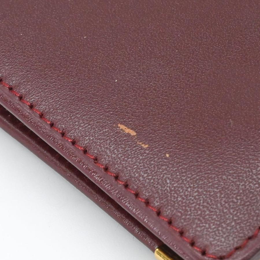 【美品】Cartier カルティエ マストライン 二つ折り財布 コンパクトウォレット ボルドー 赤 ゴールド金具 | Cartier | 14