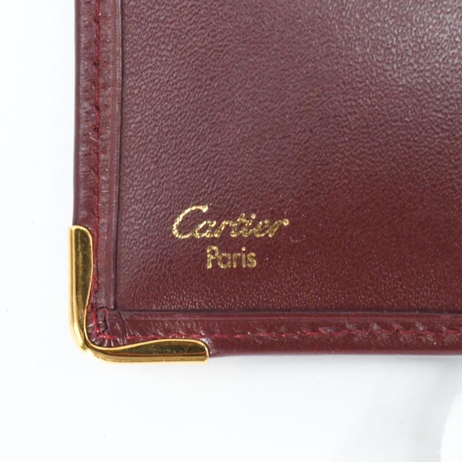 【美品】Cartier カルティエ マストライン 二つ折り財布 コンパクトウォレット ボルドー 赤 ゴールド金具 | Cartier | 07