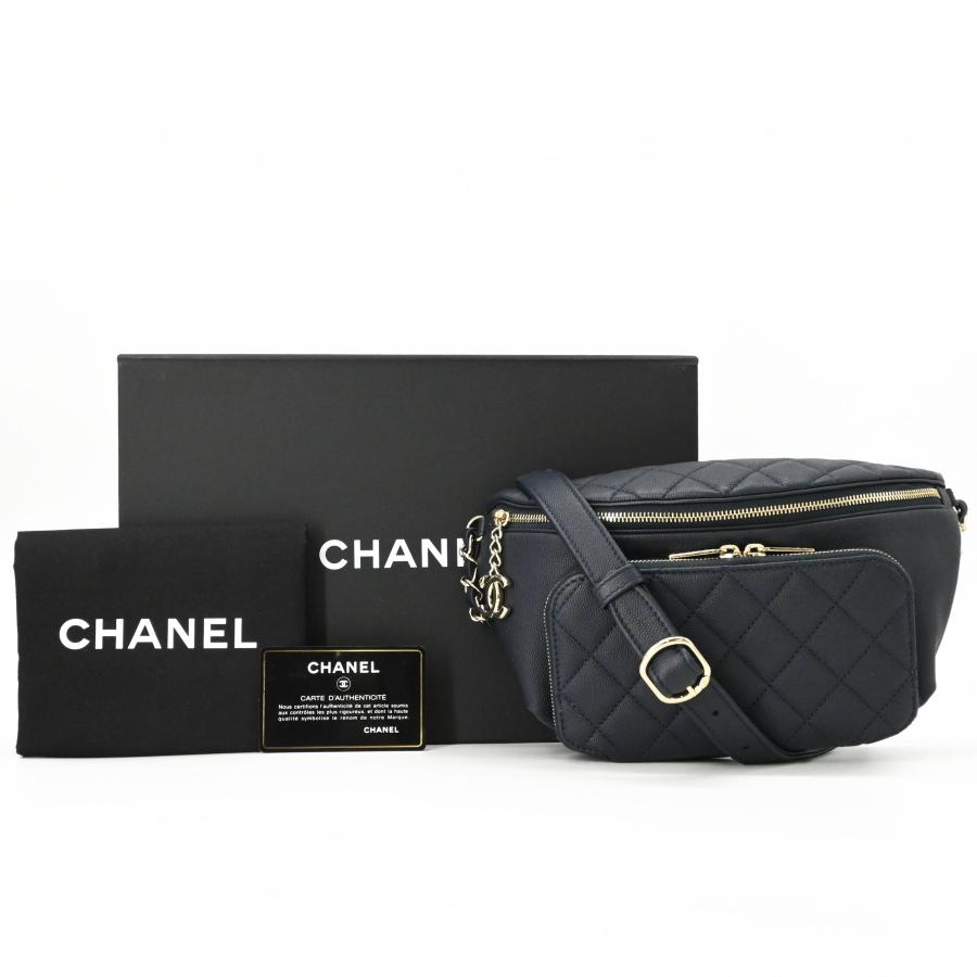 【未使用品】CHANEL シャネル マトラッセ ボディバッグ 斜め掛けバッグ キャビアスキン レザー レディース ネイビー 青 A50465 | CHANEL