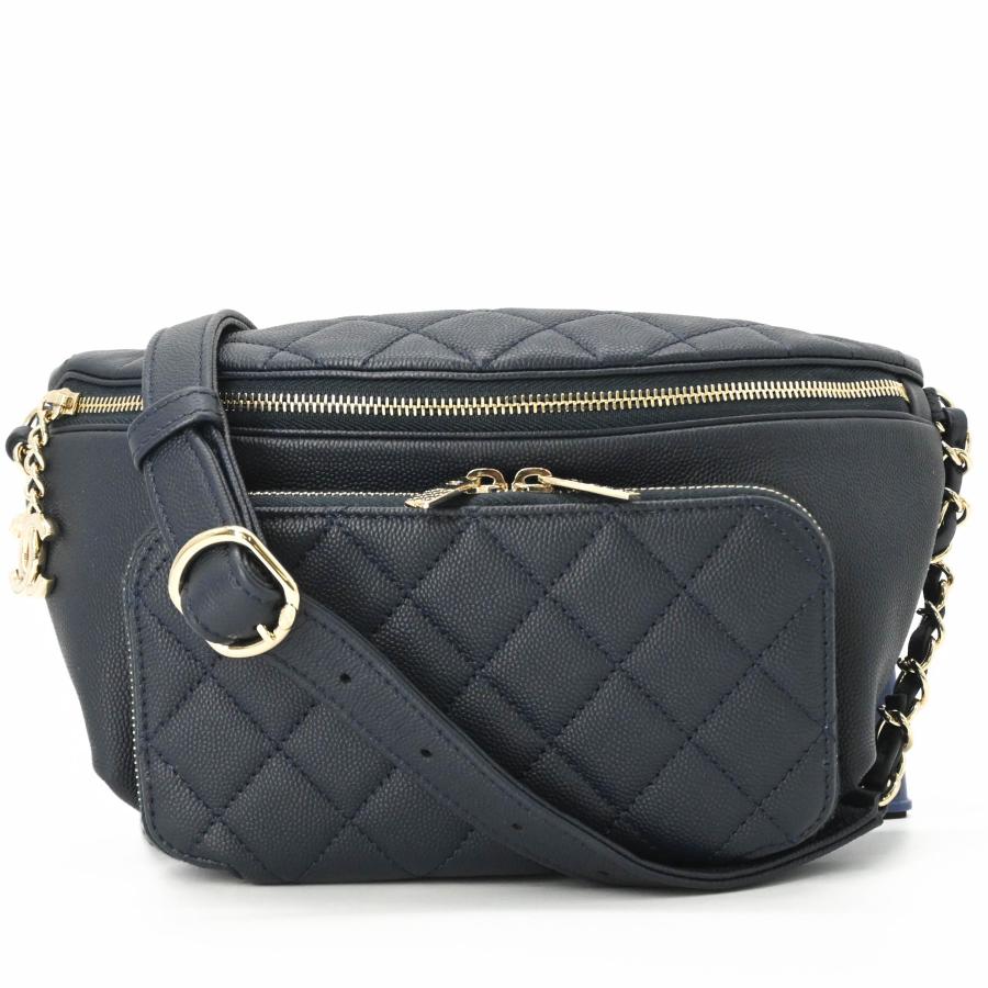 【未使用品】CHANEL シャネル マトラッセ ボディバッグ 斜め掛けバッグ キャビアスキン レザー レディース ネイビー 青 A50465 | CHANEL | 01
