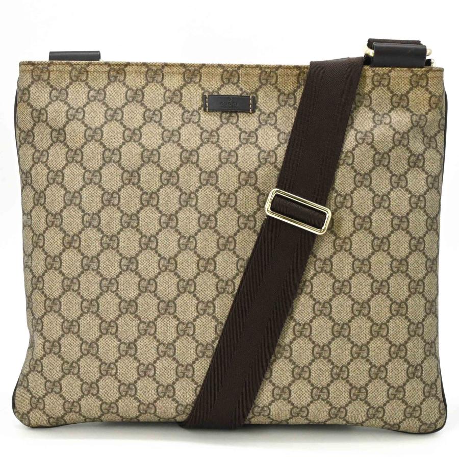GUCCI グッチ GGスプリーム ショルダーバッグ 斜め掛けバッグ ベージュ ブラウン レザー PVC レディース  201446 | 