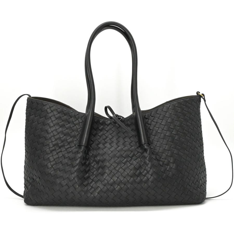 【未使用品】BOTTEGA VENETA ボッテガ ヴェネタ ラージ ピナコテーカ イントレチャートレザー トートバッグ 肩掛けカバン ブラック 黒 ICチップ | pinacoteca | 02