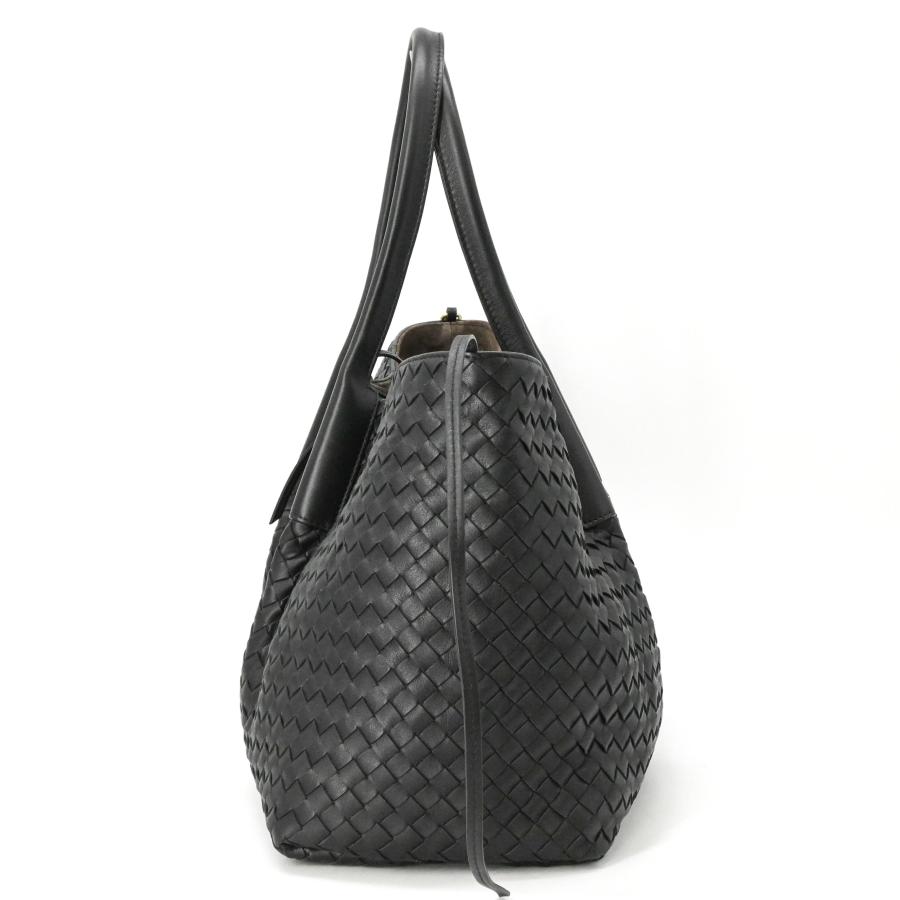 【未使用品】BOTTEGA VENETA ボッテガ ヴェネタ ラージ ピナコテーカ イントレチャートレザー トートバッグ 肩掛けカバン ブラック 黒 ICチップ | pinacoteca | 03