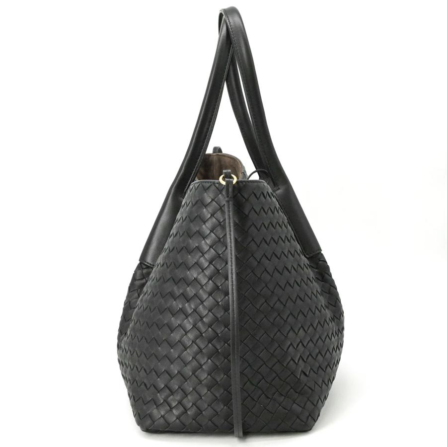 【未使用品】BOTTEGA VENETA ボッテガ ヴェネタ ラージ ピナコテーカ イントレチャートレザー トートバッグ 肩掛けカバン ブラック 黒 ICチップ | pinacoteca | 04