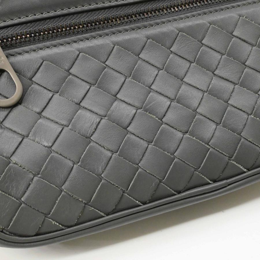 【美品】BOTTEGA VENETA ボッテガ ヴェネタ イントレチャート レザー クロス ボディバッグ ウエストポーチ ビジネス グレー メンズ 222310 | BOTTEGA VENETA | 10