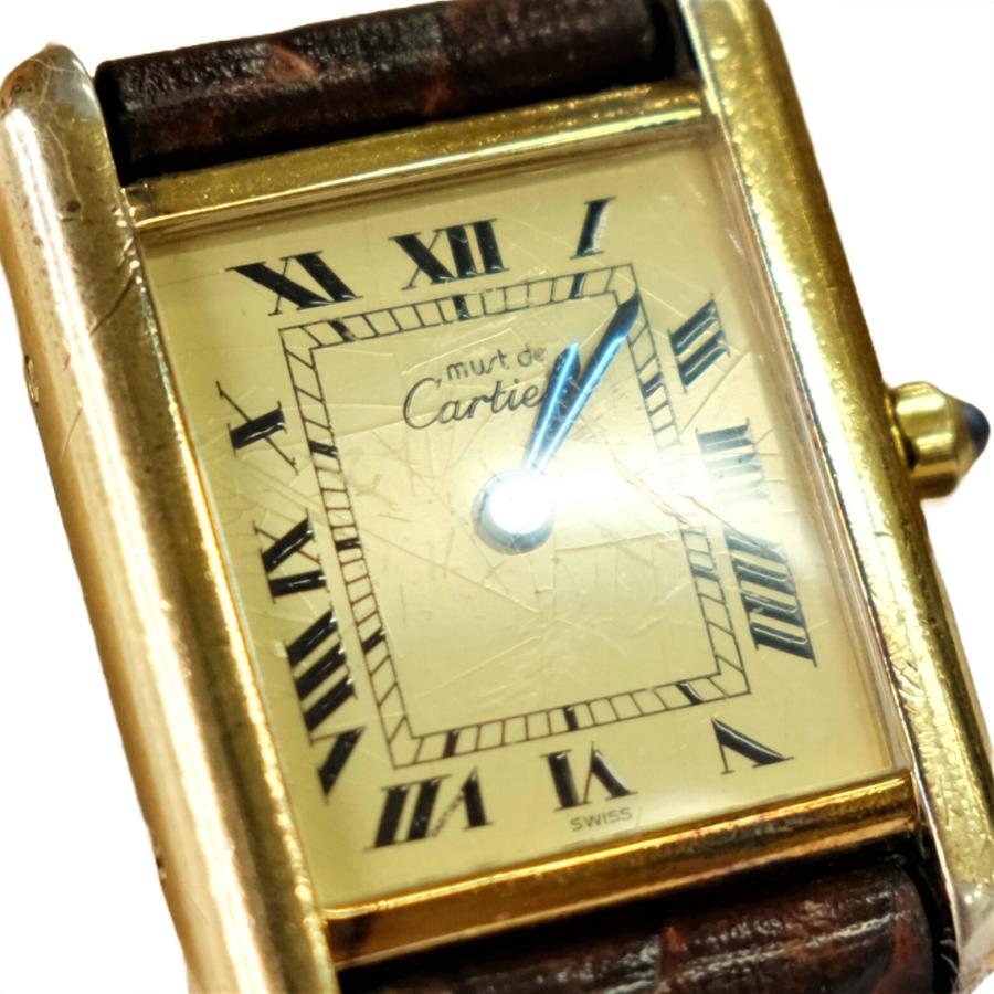 Cartier カルティエ 腕時計 ウォッチ マストタンク SM Q2 クォーツ ゴールド ブラウン レザー クロコダイル アイボリー 3 66001 |  | 11