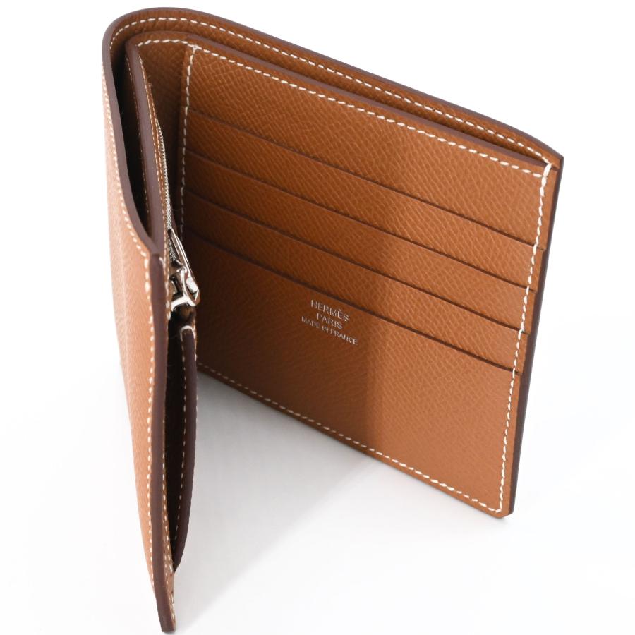 【未使用品】HERMES エルメス セリエコンパクト 二つ折り財布 ヴォーエプソン ゴールド ブラウン 茶 ＃K刻印 |  | 13