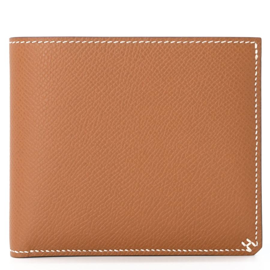 【未使用品】HERMES エルメス セリエコンパクト 二つ折り財布 ヴォーエプソン ゴールド ブラウン 茶 ＃K刻印 |  | 01