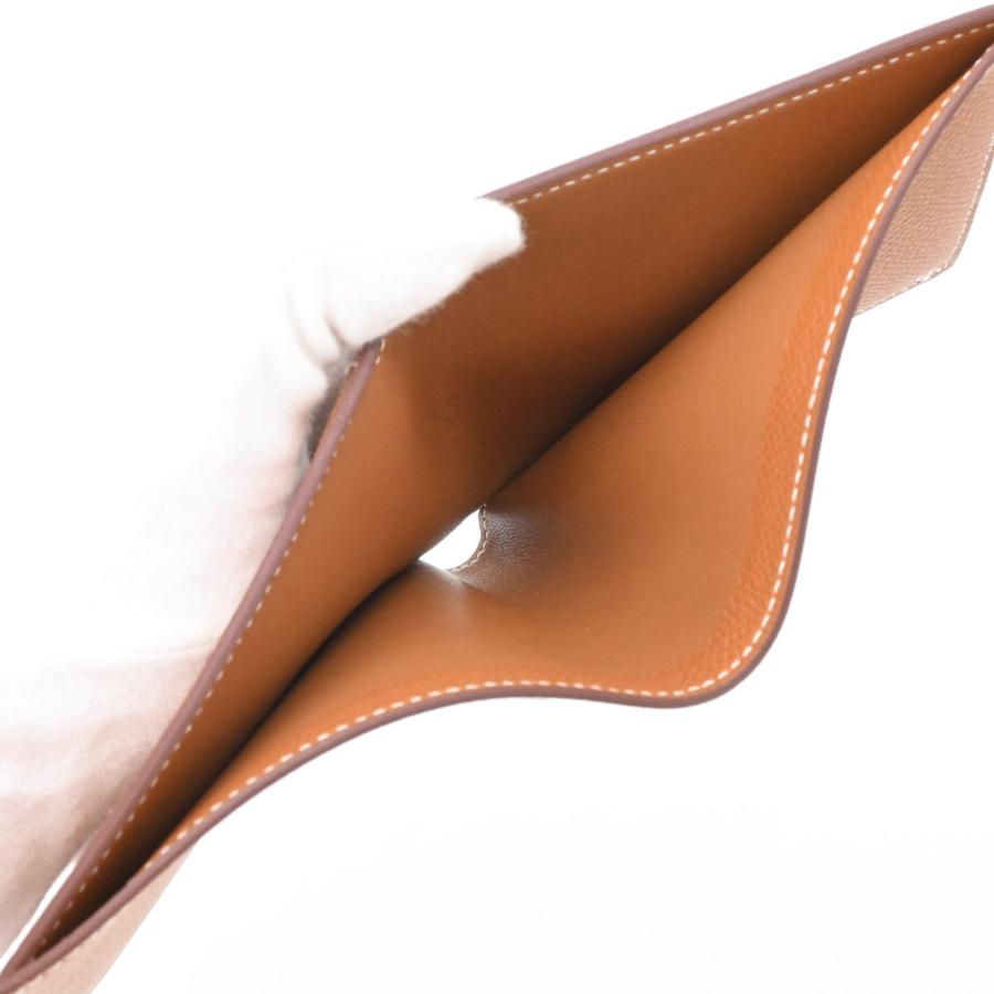 【未使用品】HERMES エルメス セリエコンパクト 二つ折り財布 ヴォーエプソン ゴールド ブラウン 茶 ＃K刻印 |  | 08