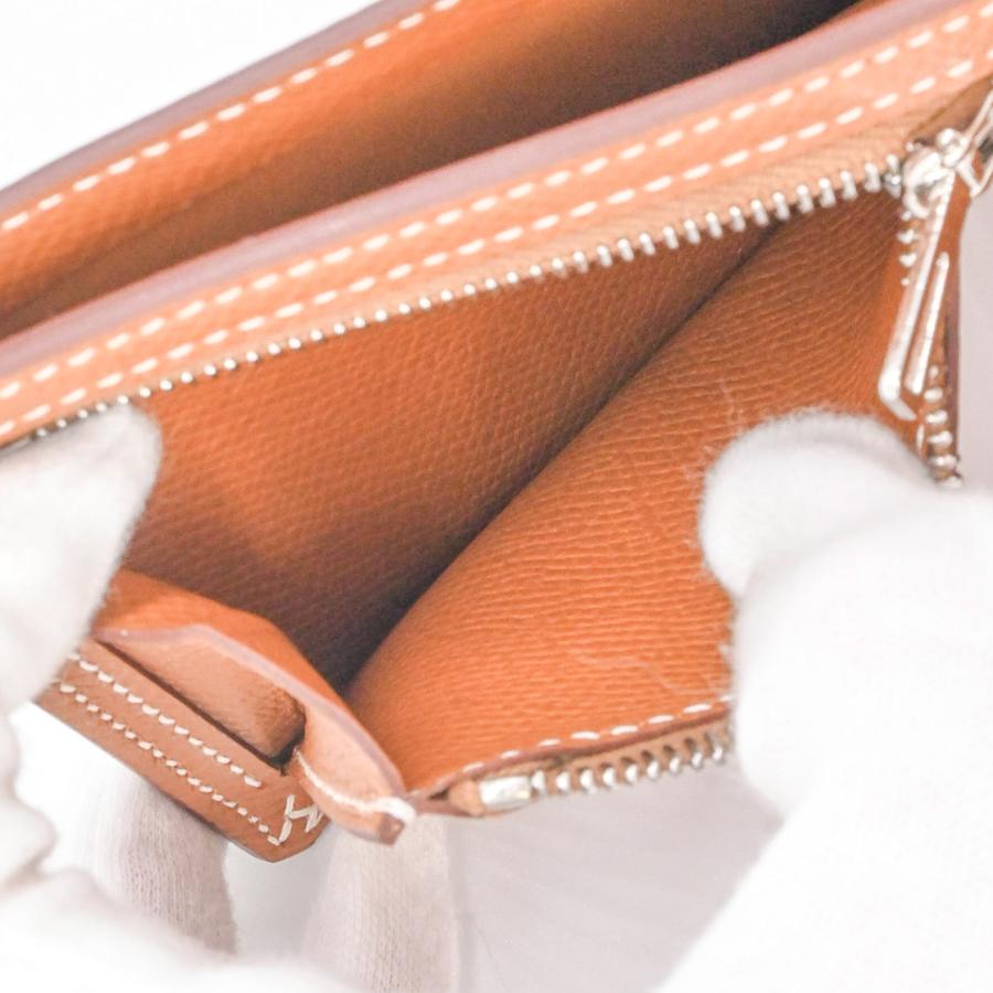 【未使用品】HERMES エルメス セリエコンパクト 二つ折り財布 ヴォーエプソン ゴールド ブラウン 茶 ＃K刻印 |  | 09