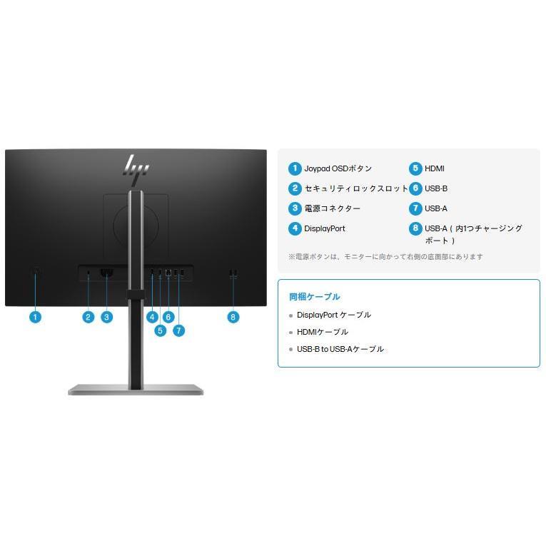 2023年モデル　中古　HP 24インチ モニタ フレ−ムレス E24 G5 IPS フルHD 1920x1080 16:9 HDMI 画面回転 角度調整 ディスプレイ 　HDMI/DisplayPort | DELL | 04