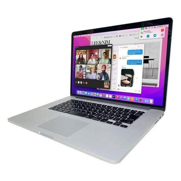 2015年モデル　Apple MacBook Pro Retina 2K 2880X1800 (A1398) [第4世代Core i7/RAM:16GB/SSD：512GB/15.4インチ Macos Monterey12.7.5  WIFI/WEBカメラ