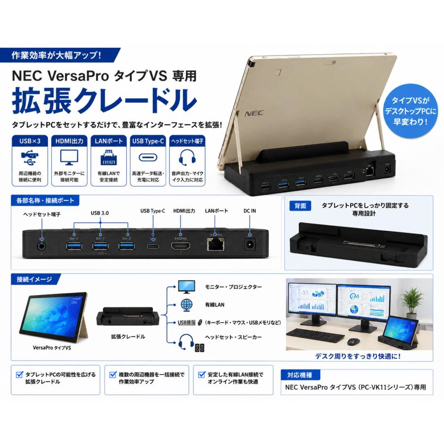 VersaPro NEC VKT12/SGG-5 2in1 タブレットPC Core i5-7Y54 メモリ8GB