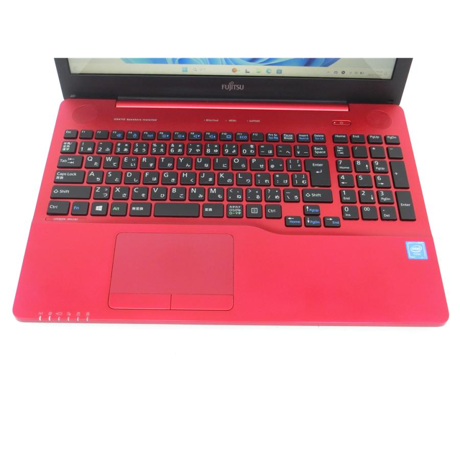 激安 高速SSD Windows11済 15.6型 赤 ノートパソコン 富士通 AH42/W