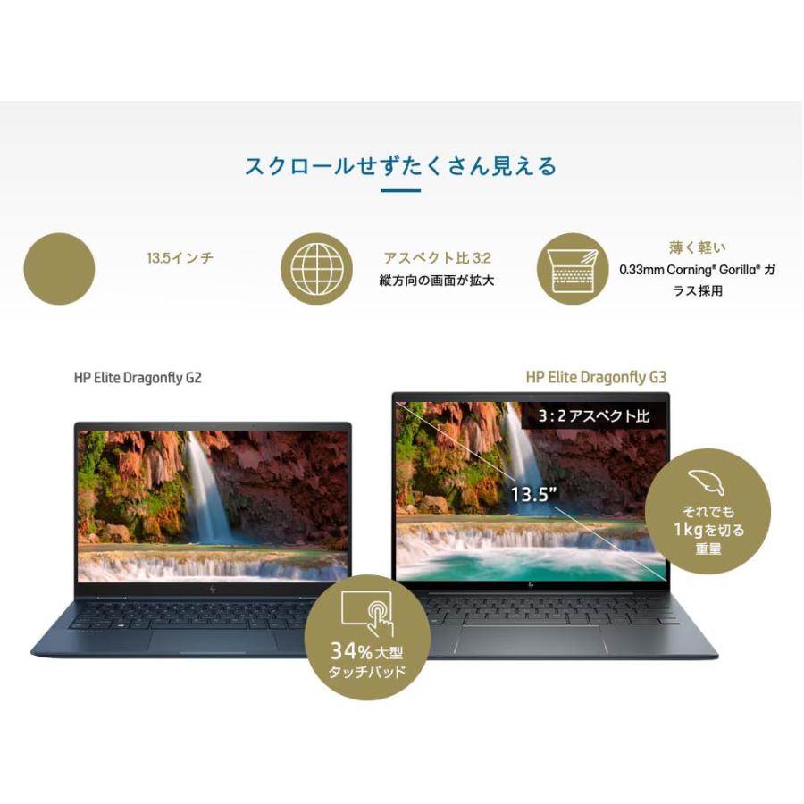 HP Elite Dragonfly G3  第12世代 Core i5-1235U メモリ16GB SSD256GB 軽量モバイルPC 13.5インチ  WEBカメラ 顔認証 指紋認証 WiFi6E Bluetooth Type-C　HDMIの画像