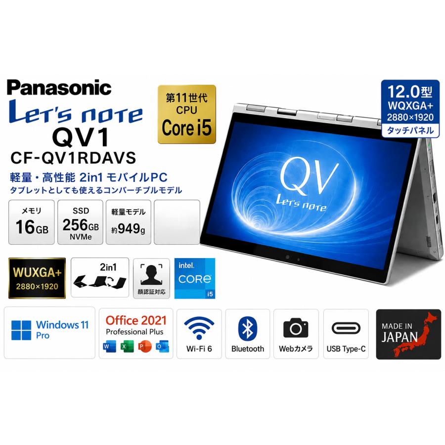 Let's note 【第11世代Corei5×16GB】Panasonic QV1 CF-QV1RDAVS 12型