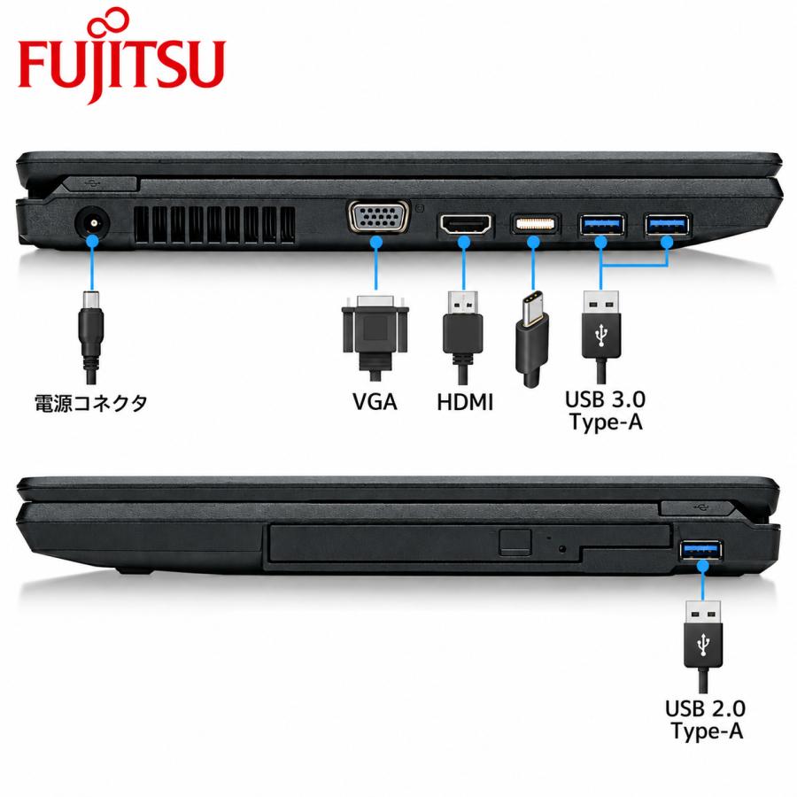 2022年製　富士通 LIFEBOOK A5511/HX 15.6型 ノートパソコン 第11世代 Core i5-1135G7 メモリ16GB SSD256GB 顔認証Webカメラ DVD-RW テンキー Windows11 | LIFEBOOK A | 02